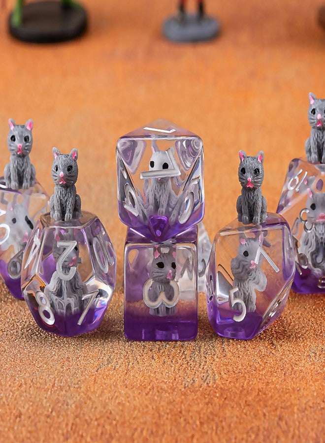 Maywin Cat DND Resin Dice Set, Polyhedral D&D Cat Dice Inclusion Dice for Dungeons and Dragons MTG RPG - Image 2